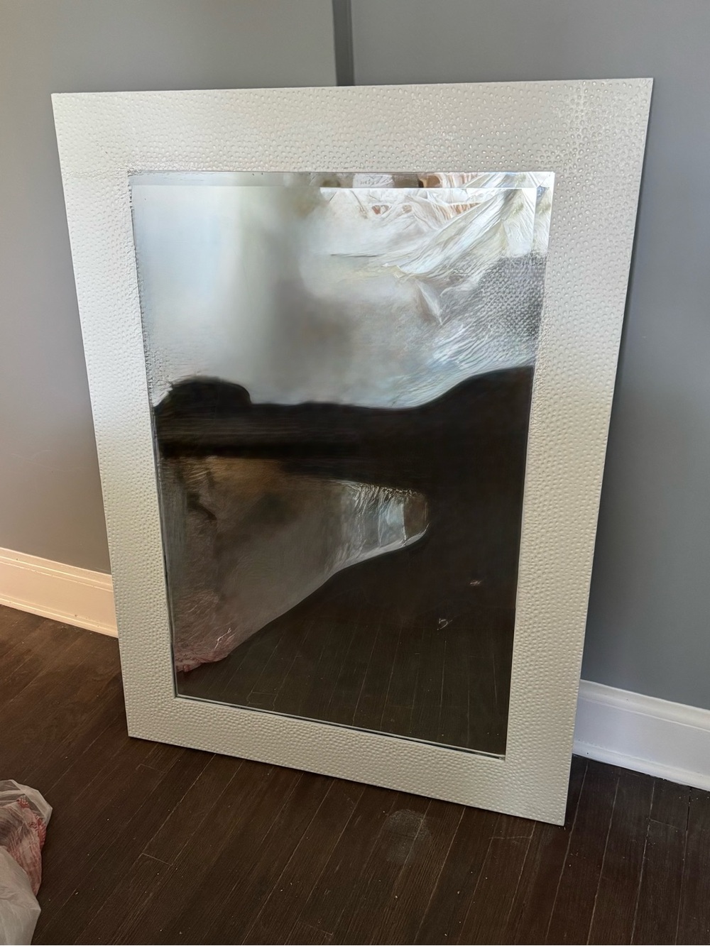 Contemporary White Textured Frame Wall Mirror